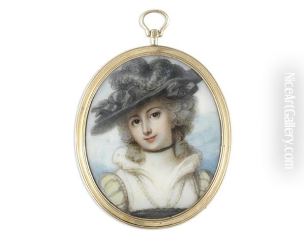 A Portrait Miniature Of A Young Lady Oil Painting by Richard Cosway