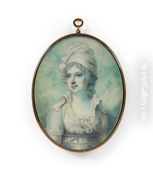 An English Portrait Miniature Of Maria Marowe, Lady Eardley Oil Painting by Richard Cosway