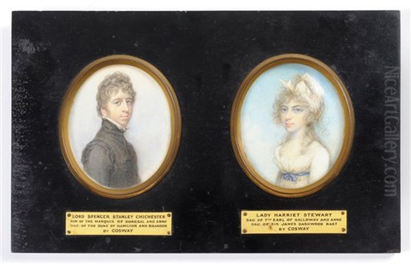 Lord Spencer Stanley Chichester  (+ Lady Harriet Stewart; 2 Works Mounted As One) Oil Painting by Richard Cosway