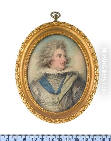 George Iv, When Prince Of Wales, Wearing Cavalier Dress, Black Doublet, White Collar, Cloak With Gold Lining And Breast Star Of The Order Of The Garter Oil Painting by Richard Cosway