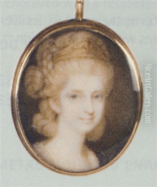 The Hon. Lady Shaw, Facing Right In A White Dress, A Tiara In Her Upswept Curled And Plaited Hair Oil Painting by Richard Cosway