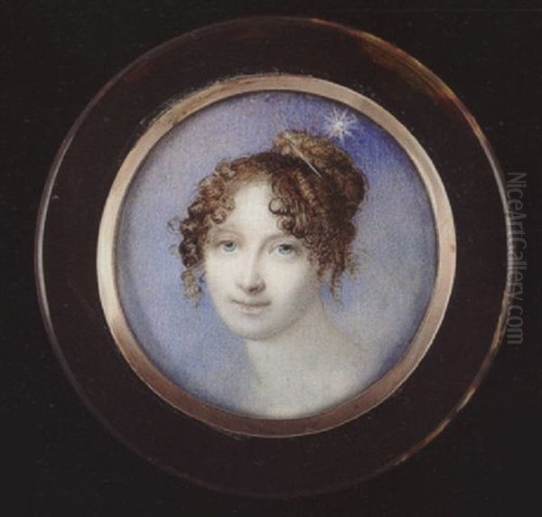 Miss Maria Foote, Her Hair Upswept And In Falling Ringlets, A Twinkling Star Above Her Head Oil Painting by Richard Cosway