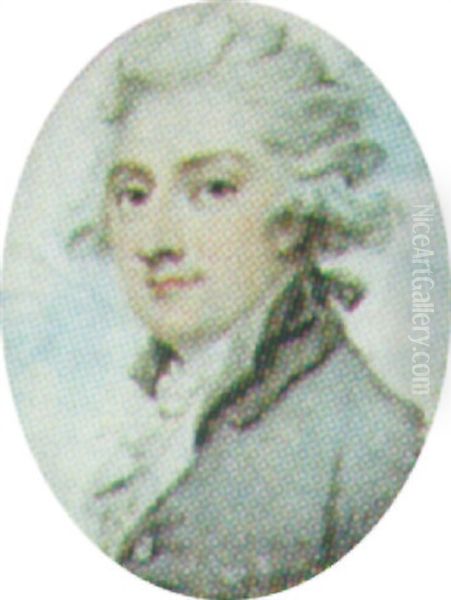 William Armoures Wearing A Grey Coat With A White Jabot Oil Painting by Richard Cosway