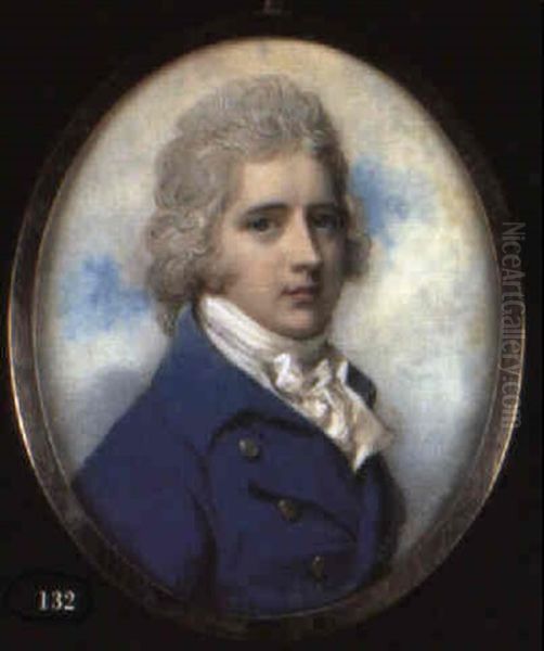 Portrait Of A Gentleman In Blue Coat Oil Painting by Richard Cosway