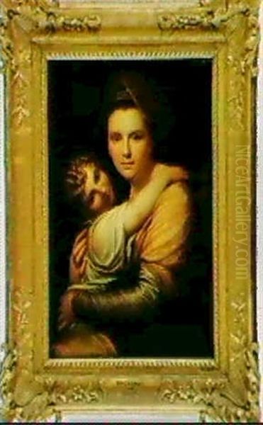 Portrait Of The Artist's Wife And Daughter Oil Painting by Richard Cosway