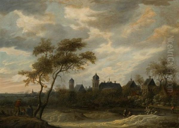 Wandelaars In Landschap Oil Painting by Pieter Cosyn