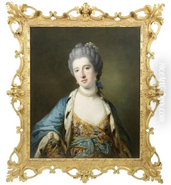 Portrait Of Elizabeth Burdett, Half-length Oil Painting by Francis Cotes