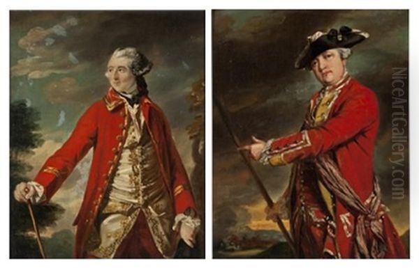 Portraits Of British Officers (2 Works) Oil Painting by Francis Cotes