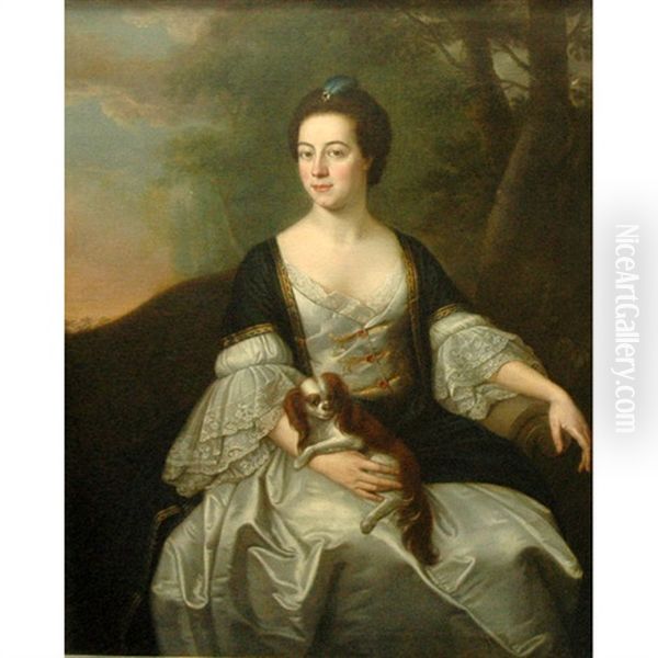 Portrait Of Mrs. Kilhenery With Her Lap Dog Oil Painting by Francis Cotes