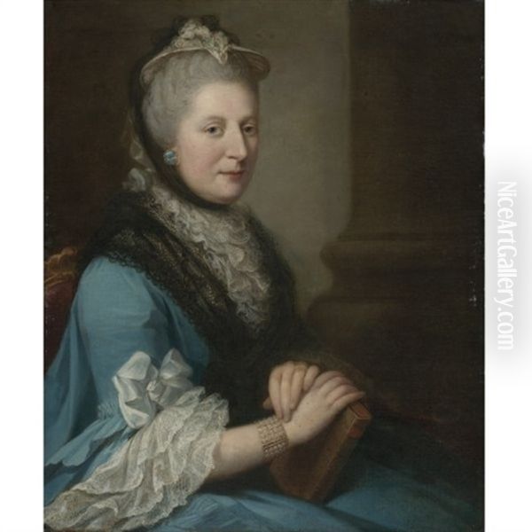 Portrait Of A Lady In Blue Oil Painting by Francis Cotes