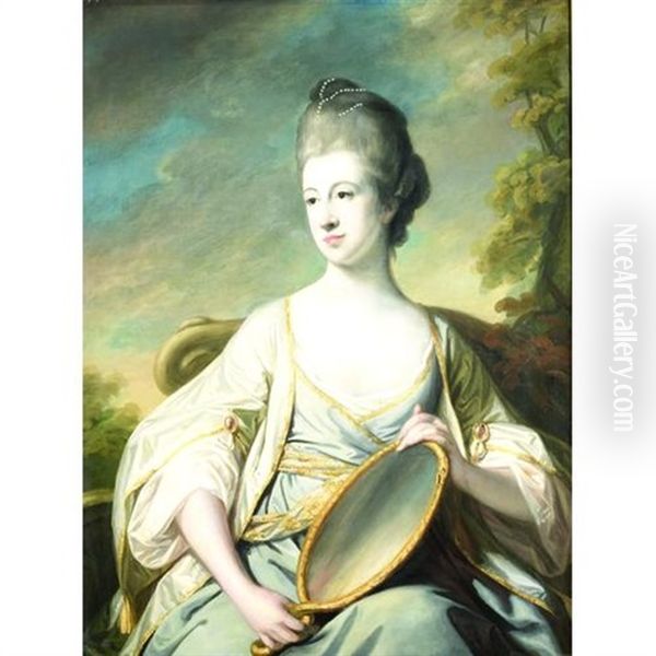 A Portrait Of Mary Dering Holding A Looking Glass Oil Painting by Francis Cotes