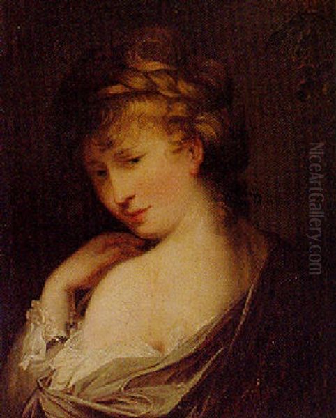 Portrait Of A Lady In A White Dress And Green Wrap Oil Painting by Francis Cotes