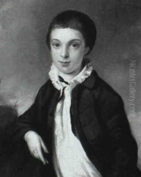 Portrait Of A Boy, Half Length, Wearing A White Shirt And   Green Coat In A Landscape Oil Painting by Francis Cotes