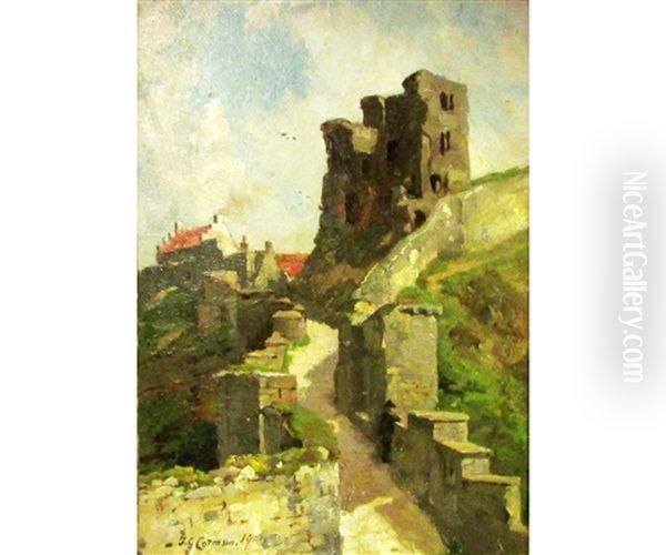 The Keep, Scarborough Castle Oil Painting by Frederick George Cotman