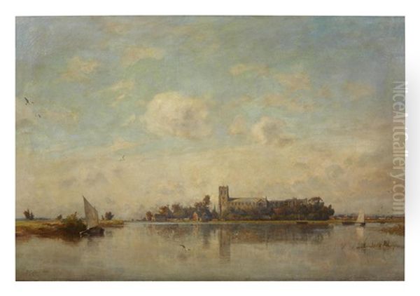 Christchurch Priory, Hampshire Oil Painting by Frederick George Cotman