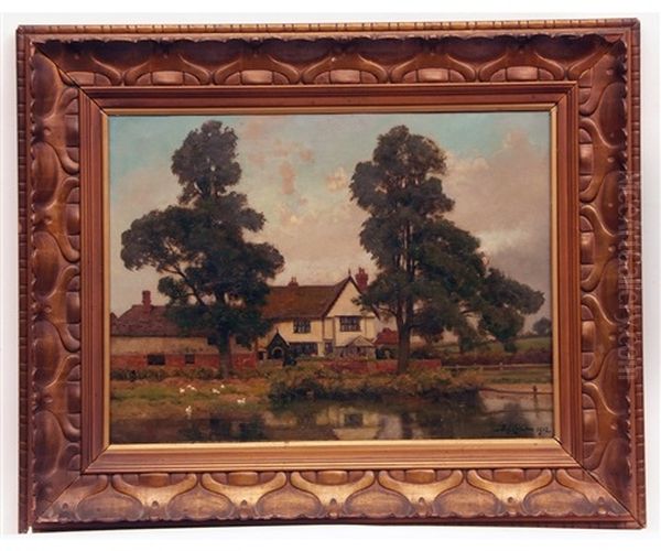 Landscape With House By A River Oil Painting by Frederick George Cotman