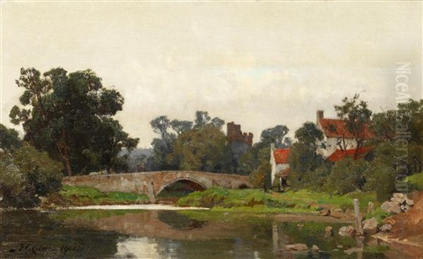 Helmsley Bridge Oil Painting by Frederick George Cotman