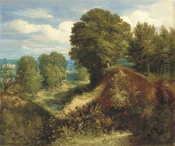 A Landscape With Sandpits Near Norwich, With The River Wherry Beyond Oil Painting by John Joseph Cotman