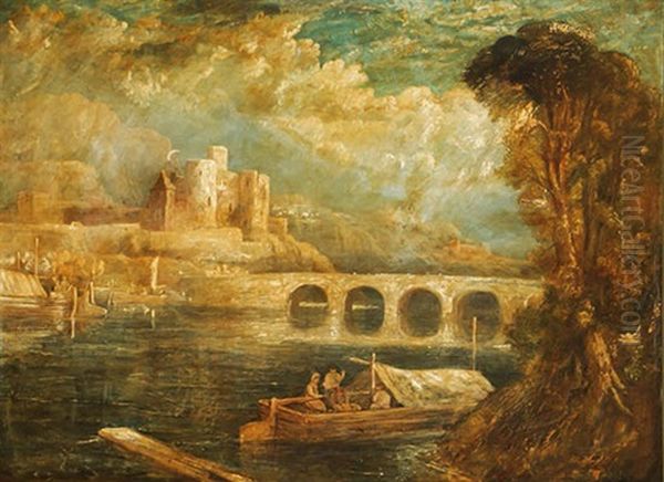 Castle And River Scene Oil Painting by John Sell Cotman