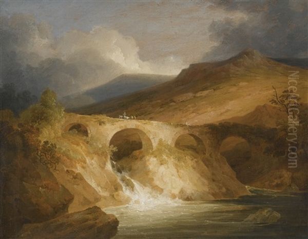 Bridge Of Pont-y-pair, Betwys-y-coed, North Wales Oil Painting by John Sell Cotman