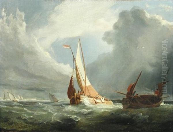 A Dutch Galliot Running Into Port by Miles Edmund Cotman