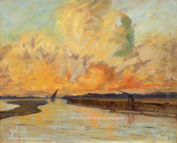 Rayons Du Soir Sur Le Nil Oil Painting by Charles Cottet