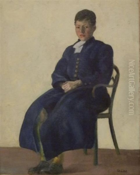 Portrait De Jeune Garcon En Bleu Oil Painting by Charles Cottet