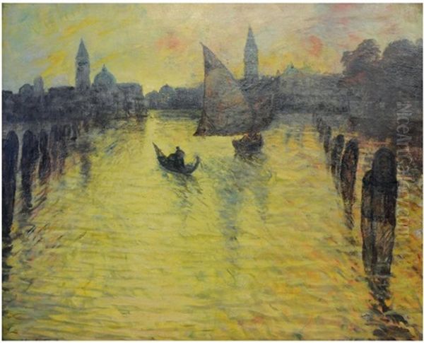 Venise Au Soleil Couchant Oil Painting by Charles Cottet