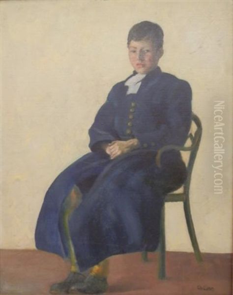 Portrait De Jeune Garcon En Bleu Oil Painting by Charles Cottet