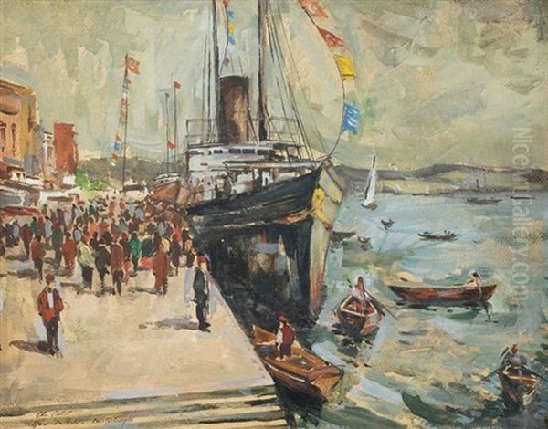 Quai De Galata, Constantinople Oil Painting by Charles Cottet