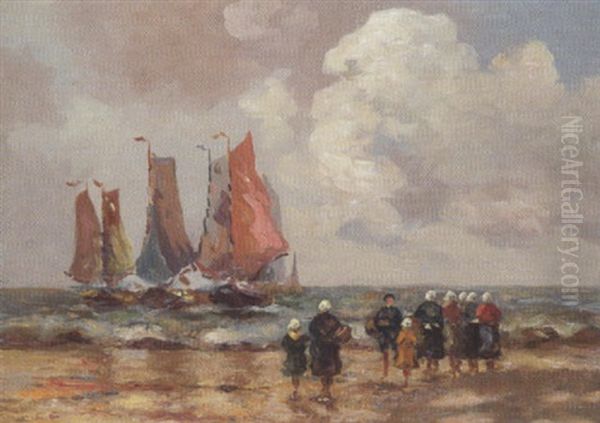 Strandszene Oil Painting by Charles Cottet