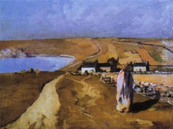 Village Pres De La Baie En Bretagne Oil Painting by Charles Cottet