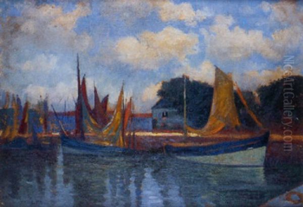 Bateaux De Peche A Quai Oil Painting by Charles Cottet