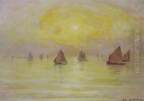 Soleil Couchant Oil Painting by Charles Cottet