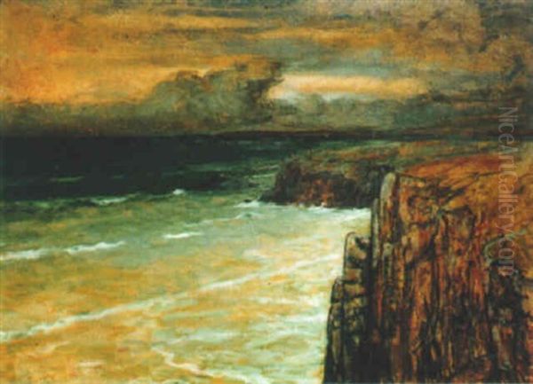 Bord De Mer En Bretagne Par Temps D'orage Oil Painting by Charles Cottet