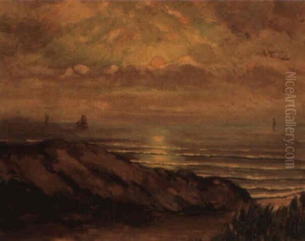 Soleil Couchant En Bord De Mer Oil Painting by Charles Cottet