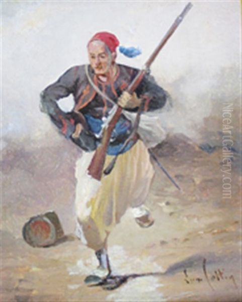 Zouave Courant Oil Painting by Eugene Cottin