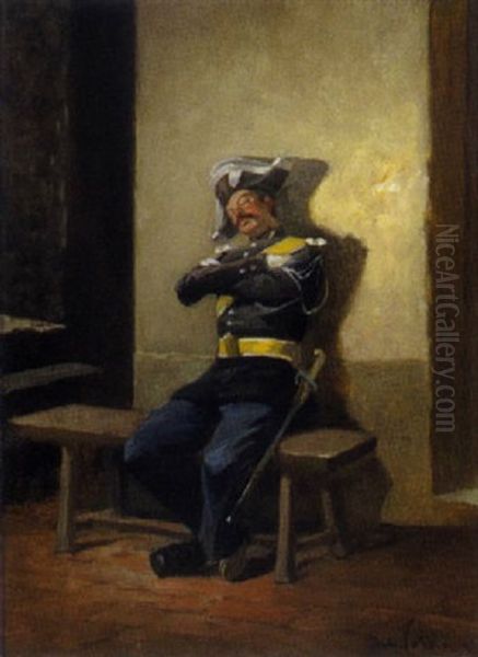 Schlafender Soldat Oil Painting by Eugene Cottin