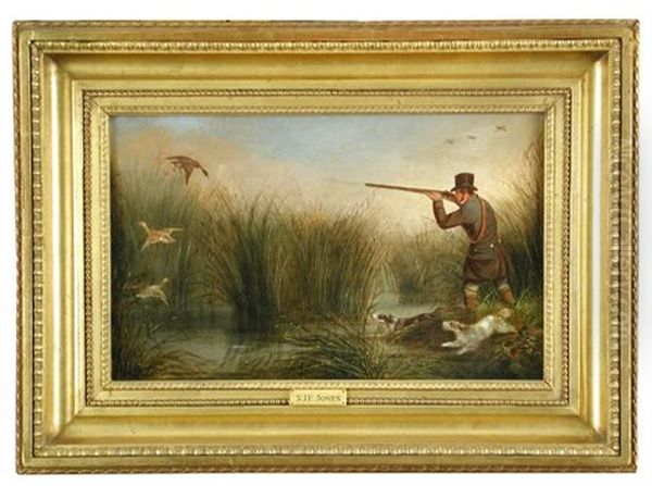 Duck Shooting Over Spaniels Oil Painting by Henry S. Cottrell