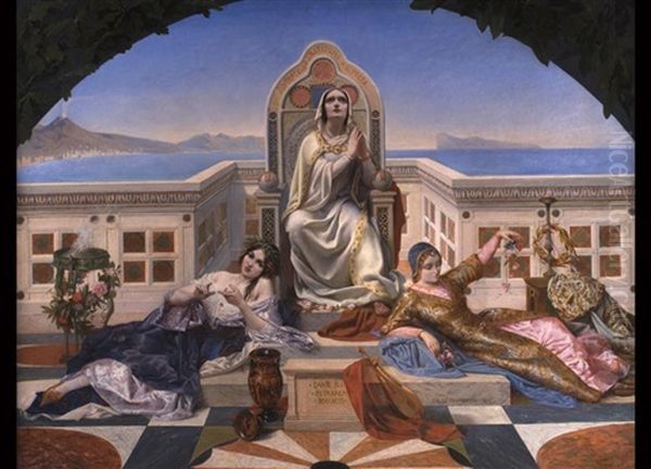 Die Weiblichen Liebesallegorien Der Italienischen Dichter: Dante, Petrarea, Boccaccio Oil Painting by Charles Louis Fredy de Coubertin