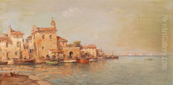 Fischerort An Der Cote D'azur Oil Painting by Marcel Couchaux