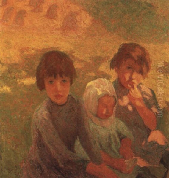 Les Trois Enfants Oil Painting by Marcel Couchaux