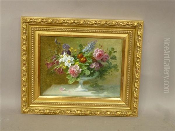 Coupe De Fleurs Oil Painting by Emile Gustave Couder