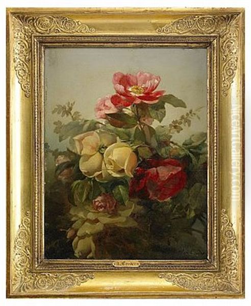 Blomsterstycken Oil Painting by Jean Alexandre Remy Couder