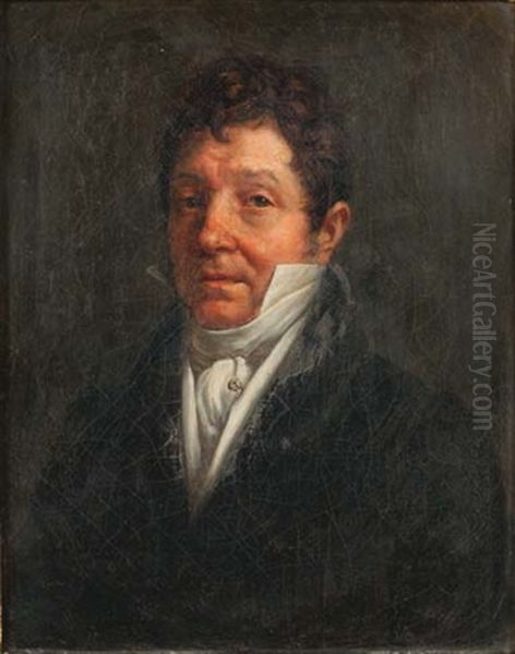 Portrait Presume De Mr Froissinet En Buste, Gilet, Chemise Et Cravate Blanche Oil Painting by Louis-Charles-Auguste Couder