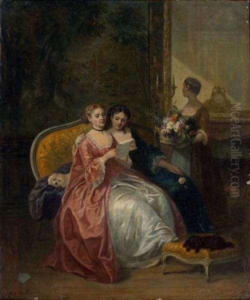 La Lecture De La Lettre Oil Painting by Louis-Charles-Auguste Couder