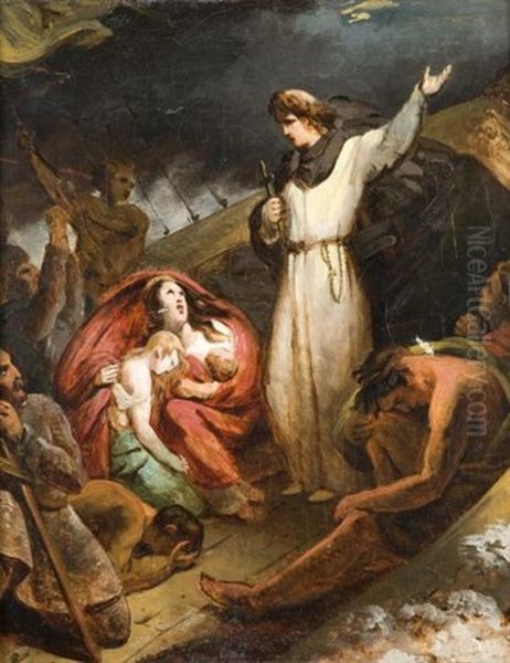 Saint Dominique Sauvant Des Marchands Naufrages Dans Le Rhone Oil Painting by Louis-Charles-Auguste Couder