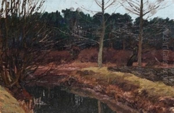 Wasser Vor Dunklem Wald Oil Painting by Adolf des Coudres