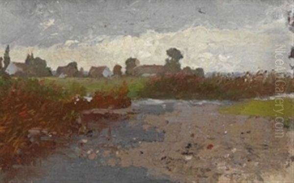 Landschaft Mit Hausern Oil Painting by Adolf des Coudres