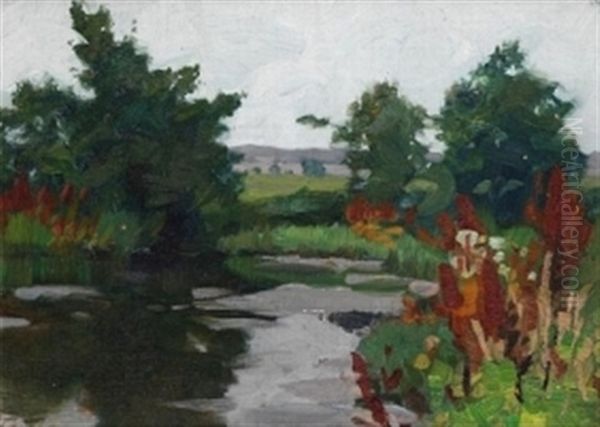 Am Bach Oil Painting by Adolf des Coudres